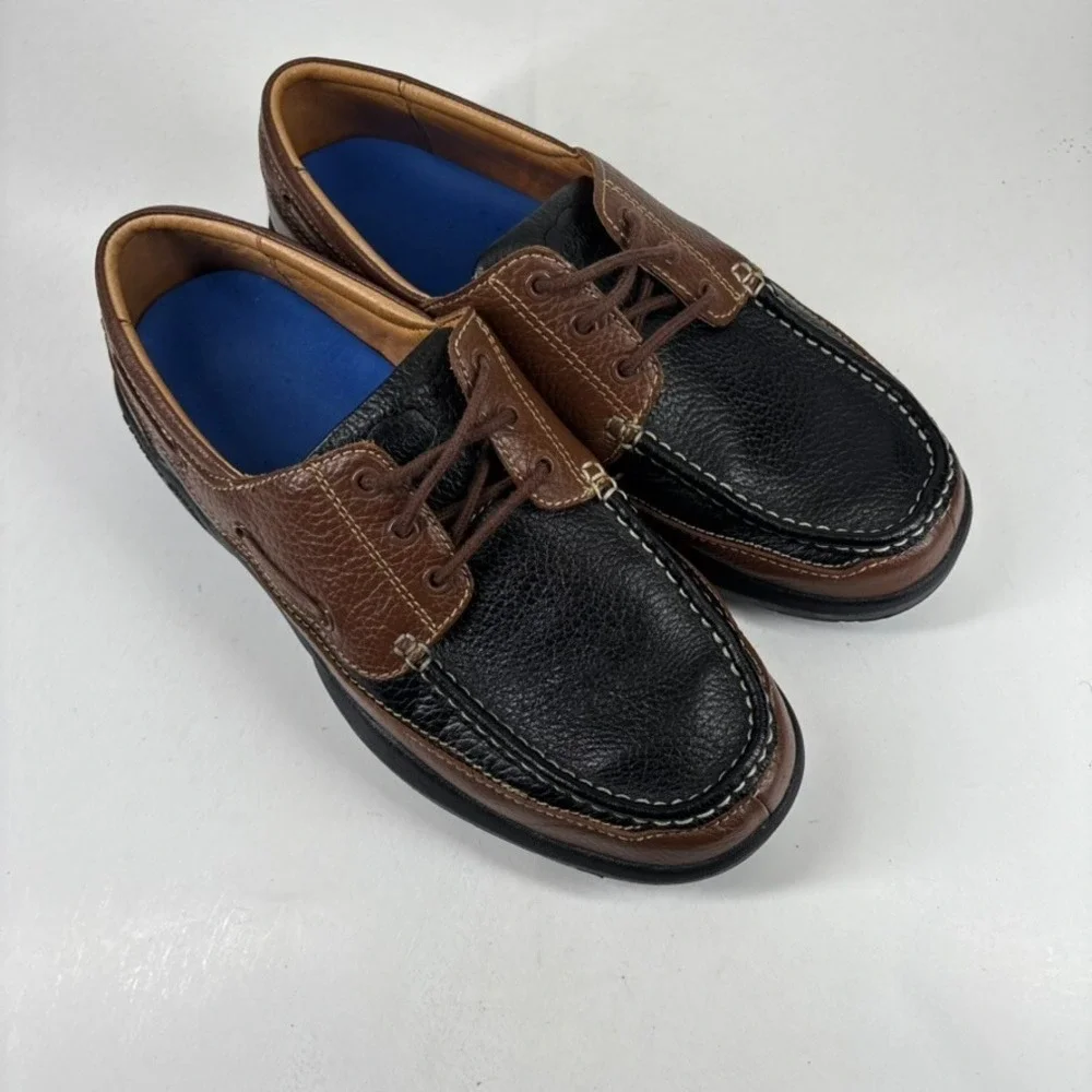 Dr. Comfort Patrick Men's US 11.5W Brown/Black Leather Diabetic Boat Shoes 8560